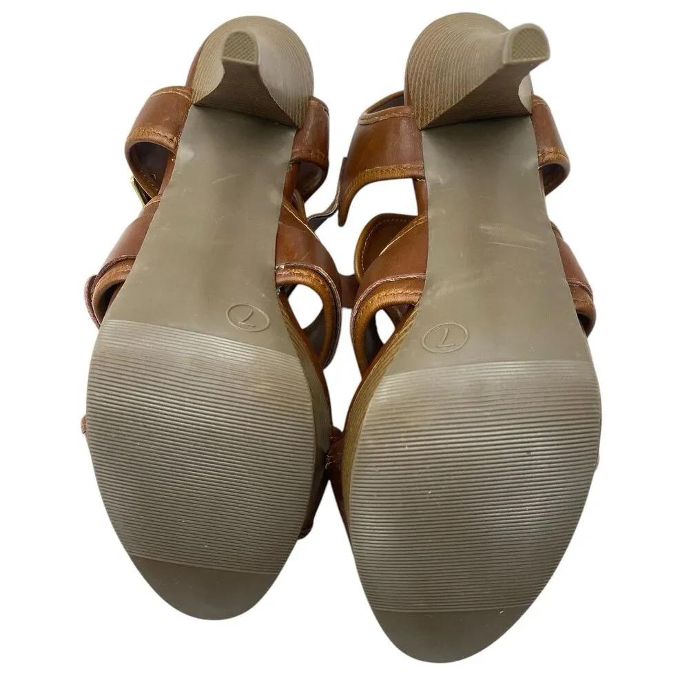 Mossimo Women’s Brown Golden Buckeled Upper Sandal w/ Heel Pavan Size 7